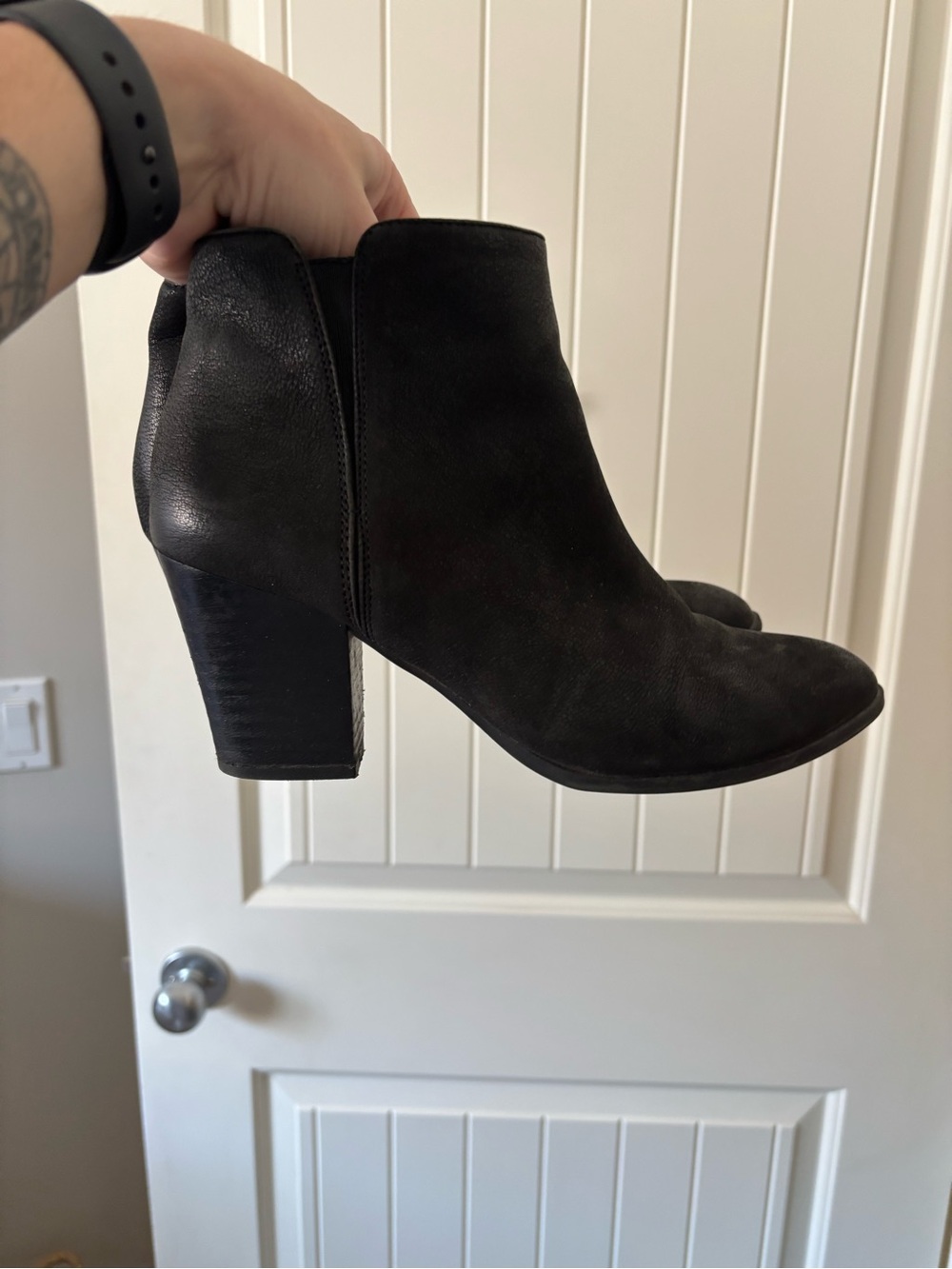 Franco Sarto Appeal Black Leather Ankle Boots Size 8.5